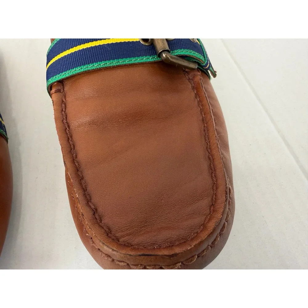 Polo Ralph Lauren Loafers Wessel Leather 9D Tan Brown Preppy Buckle Drivers